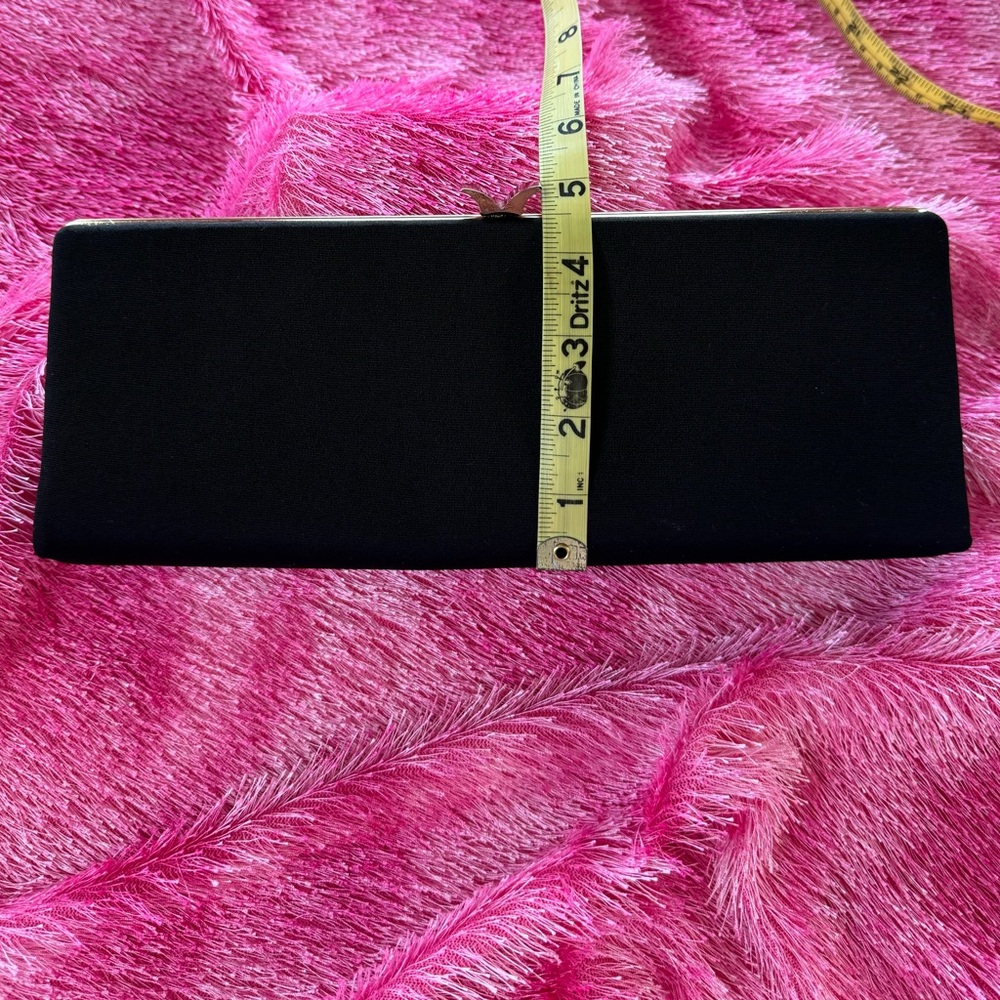 Clutch Evening Bag Black Simple Elegant (~11” x 4.5”) - Picture 5 of 12